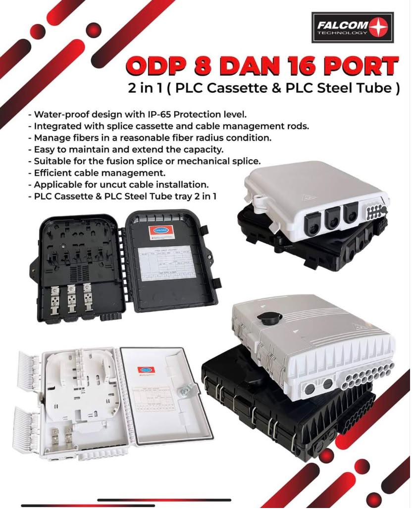 ODP 8 dan 16 Port 2 in 1 PLC Cassette dan PLC Steel Tube