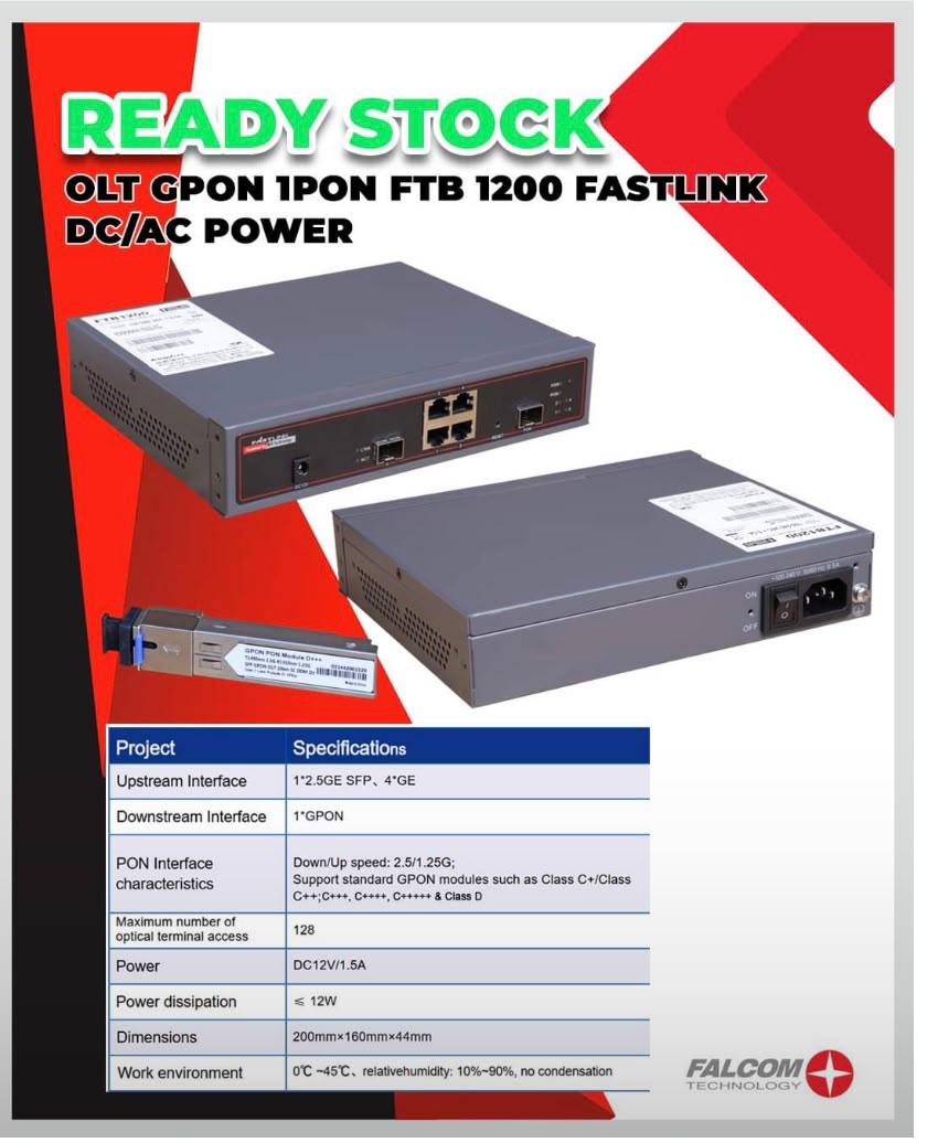 OLT GPON 1 PON FTB 1200 Fastlink DC/AC Power