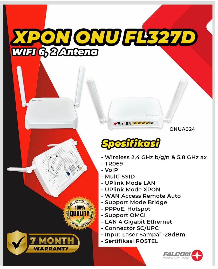 XPON ONU FL327D WiFi 6 2 Antena ONUA024