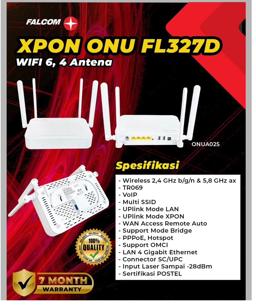 Falcom XPON ONU FL327D WiFi 6 4 Antena ONUA025